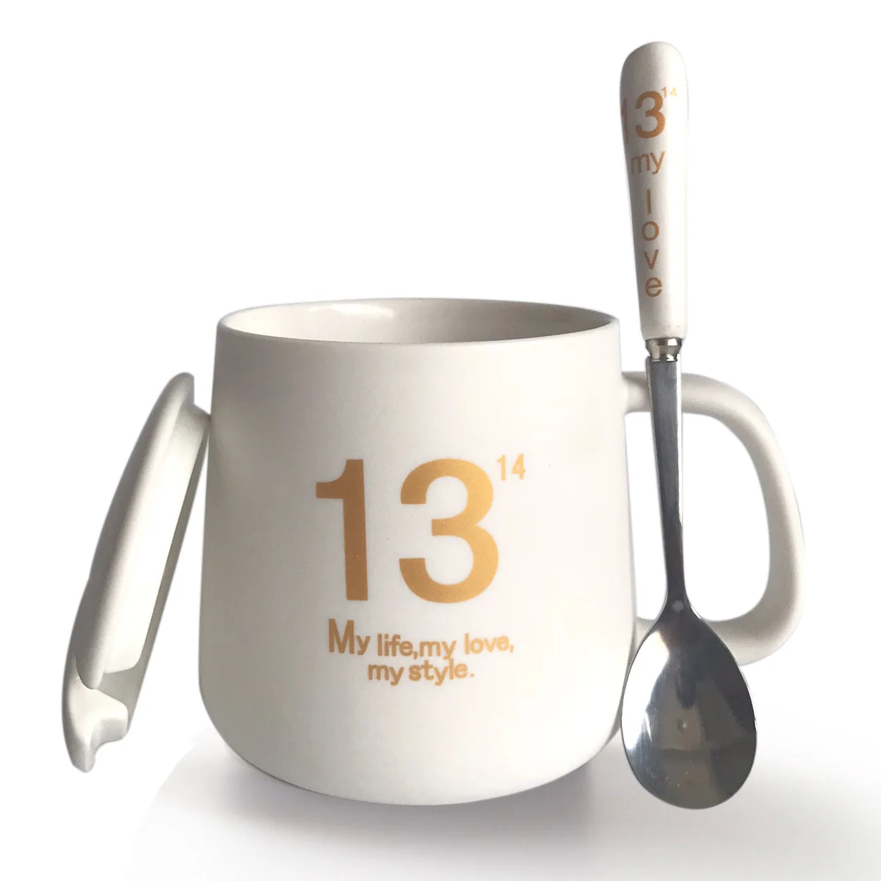 Sugan Gyvenimą NAUJŲ Kūrybinių 1314 keramikinis puodelis su dangteliu ir šaukštu meilės taurės matinis pora taurės Valentino diena dovana Nuotrauka 5